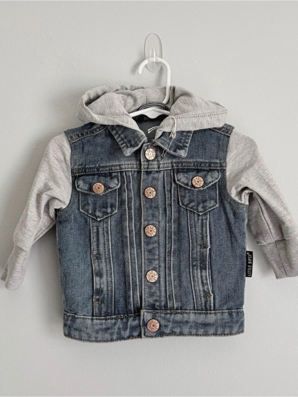 Little Bipsy Denim Jacket Hoodie NWT 0-3M